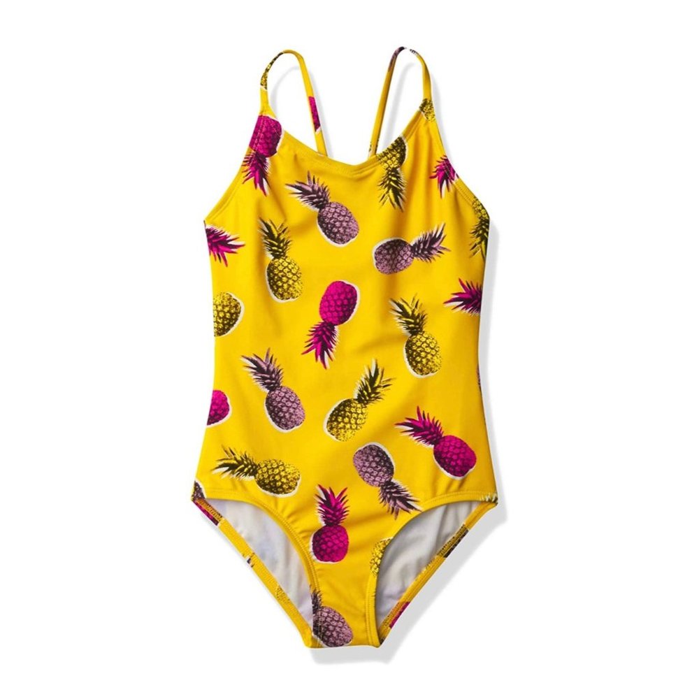Kanu Surf Girls' Daisy Beach Sport 1-Piece Swimsuit Aloha Yellow size 8